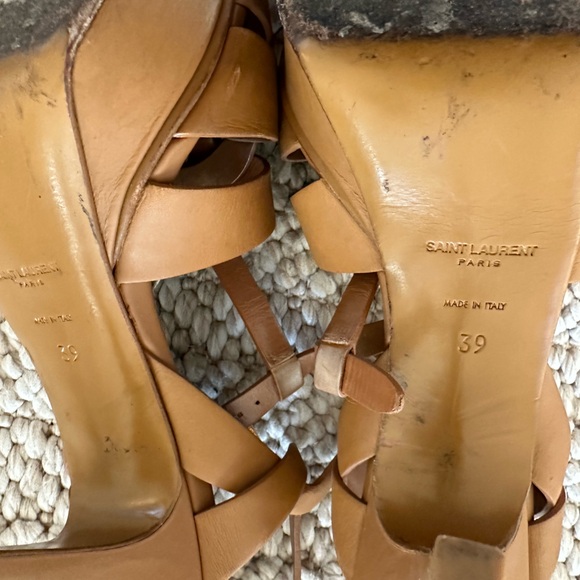 YSL Saint Laurent Tribute Tan Neutral Platform Sandal Size EU 39 US 9 - Picture 6 of 9